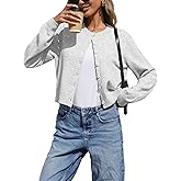 ELLEVEN Women's Cropped Cardigan Sweaters, Light Weight Knit Sweater Cute Short Button up Cardigans Trendy Fashion Clothing