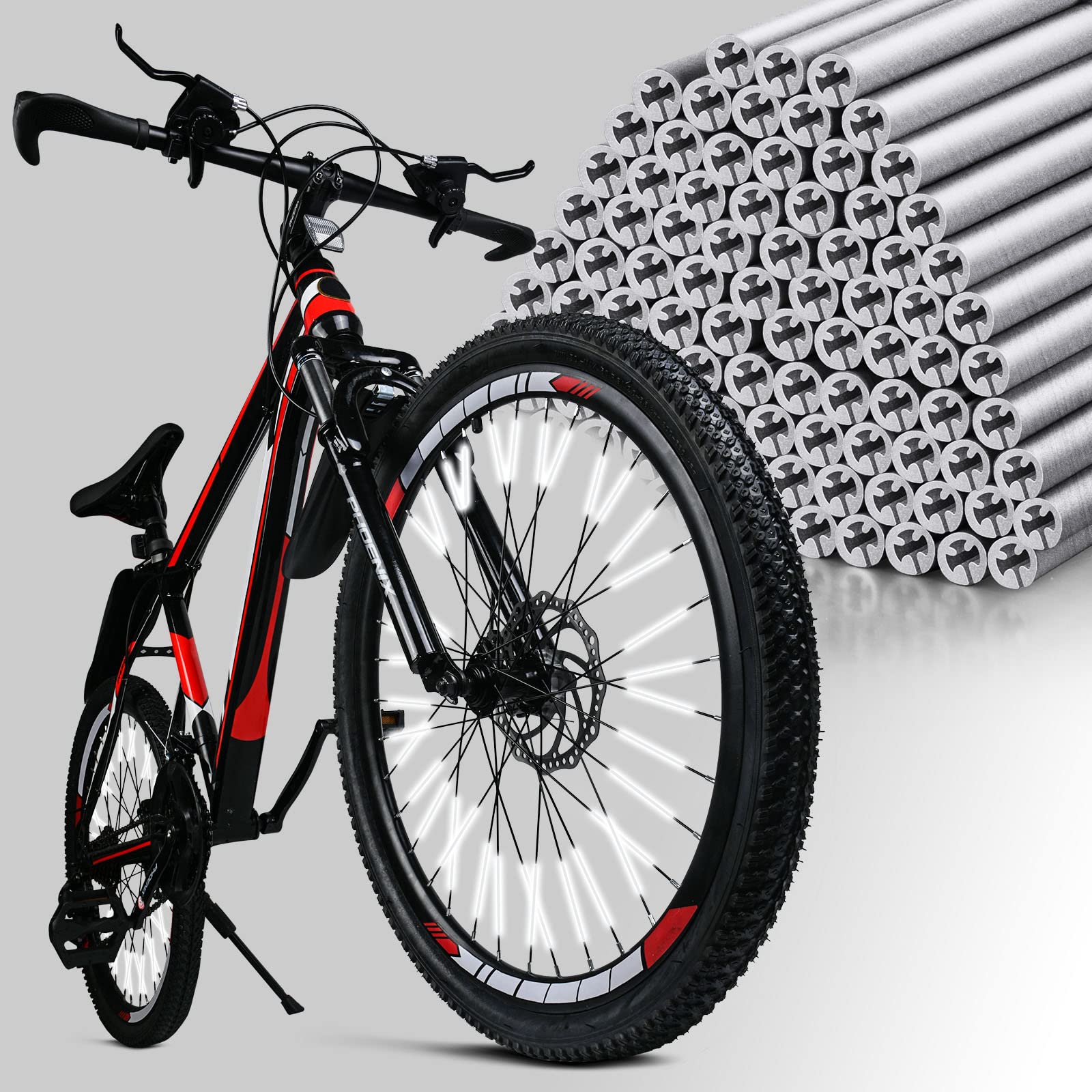 Cycling Reflectors, 96Pcs Bike Wheel Spoke Reflectors, Universal Bicycle Reflective Clips Warning Spoke Lights Covers - Fit for All Standard Bike - Easy Mount