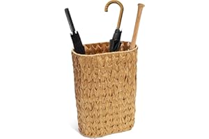 HAMOTOPI Umbrella Holder Entryway Umbrella Stand Indoor Entryway 6.7x17.3 Wicker Umbrella Bucket Basket Narrow Tall Umbrella Storage Bin Woven Faux Rattan Cane Holder Stands (Natural)