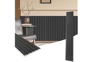 Art3d WPC Wainscoting Panels, 16-Pack 48 x 6 Inch 3D Wall Accents for Interior Wall Decor, Living Room, Bedroom, Black