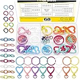 Mardatt 68Pcs Colorful Heart Trigger Spring Rings with Split Keyrings Kit, Heart Carabiner Clip Metal Swivel Keychain Snap Hooks Purse Bag Clasps and Jump Ring Chain Extender for DIY Charms Crafts