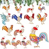 Chunful 10 Pieces Chicken Christmas Ornaments Fun Rhinestones Chicken Festive Decoration Christmas Tree Ornaments Cute Hanging Decorations for Xmas Tree Decor Indoors Party