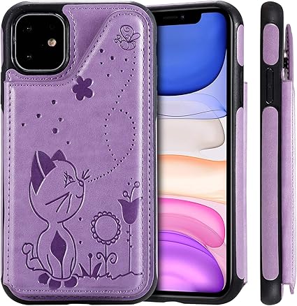 Amazon Iphone11ケース猫 可愛い 型押し 背面手帳型 Iphone11ケース花柄 可愛い エンボス加工 保護ケース6 1インチケース Iphone11ケース動物 Vinigo Iphone11ケース軽量 背面手帳ケース 人気 大人 アイフォン11カバー ポケット付き スタンド機能 財布型