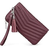 befen Black Wallet for Women Soft Genuine Leather Quilted Wristlet Clutch Wallet RFID Blocking Zip Around Designer Wallet