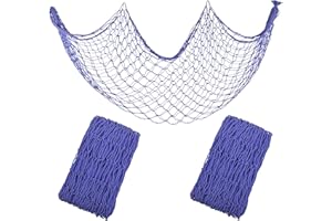Decorative Fishing Net 5x10 ft,YuanDe 2 Pack Large Blue Haze Picture Fish Net, Wall Photo Hanging Fishnet for Nautical Mermaid Pirate Ocean Themed Hawaii Beach Under The Sea Party Decorations