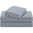 Comfort Spaces 100% Cotton Sheets Twin XL, Breathable, Naturally Cool Cotton Sheets, Soft Cotton Bed Sheets with 14" Elastic Pocket Fits up to 16" Mattress, All Seasons Sheet Set, Diamond Blue 3 Piece