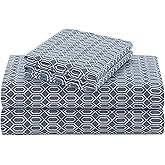 Comfort Spaces 100% Cotton Sheets Full, Breathable, Naturally Cool Cotton Sheets, Soft Cotton Bed Sheets with 14" Elastic Pocket Fits up to 16" Mattress, All Seasons Sheet Set, Diamond Blue 4 Piece