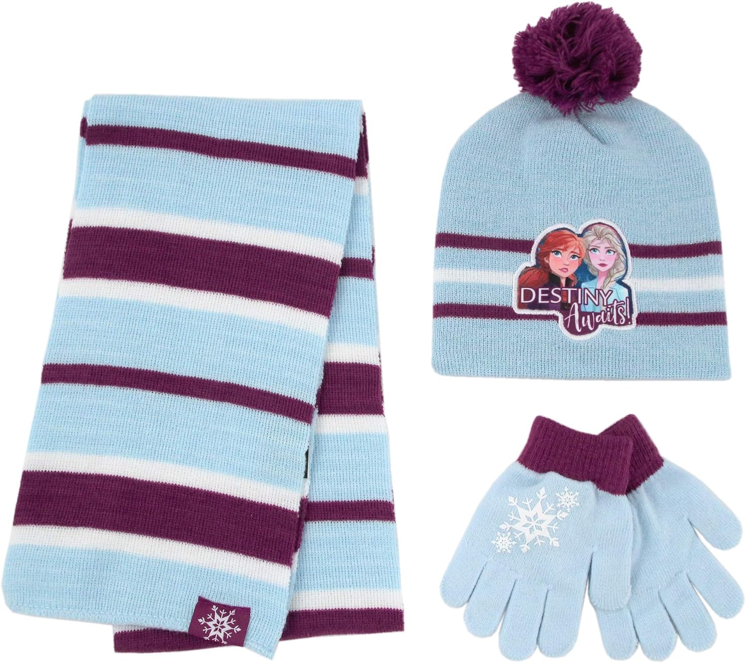 Disney Girls' Frozen 2, Elsa and Anna Kids Winter Beanie Hat, Scarf and Gloves Or Mitten Cold Weather Set: Clothing