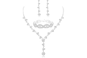 Udalyn Rhinestone Bridesmaid Jewelry Sets for Women Necklace and Earring Set for Wedding with Crystal Bracelet