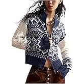 Milumia Women's Boho Geo Print Zip Up Cardigan Mock Neck Long Sleeve Sweater Jackets Outerwear
