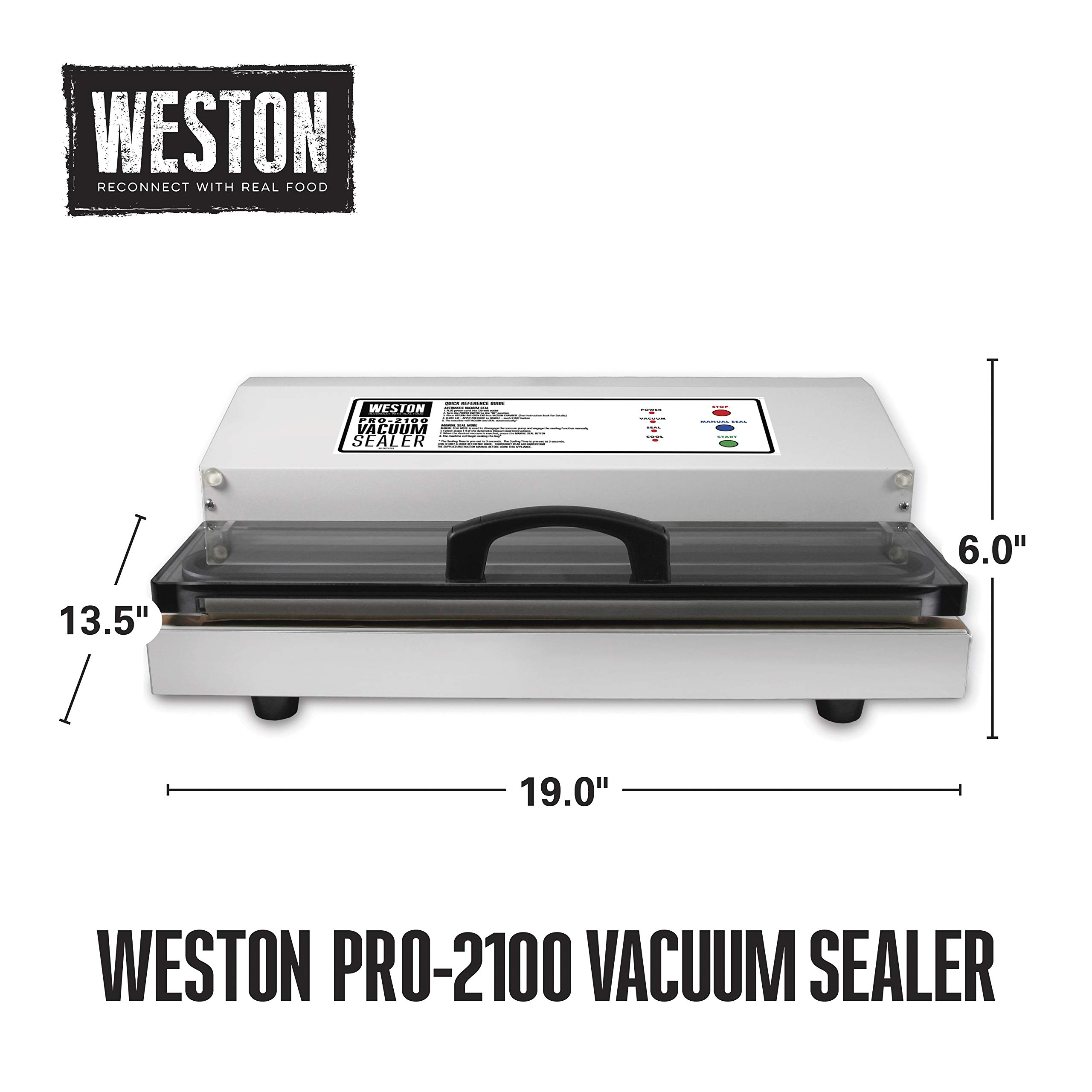 Weston Brands Vacuum Sealer Machine for Food Preservation & Sous Vide, Extra-Wide 5mm Bar for Sealing Bags up to 15