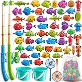 NIPLOOOW Magnetic Fishing Game Pool Toys for Kids 3-5, Water Table Bathtub Kiddie Party Toy with Pole Rod Net Plastic Floating Fish, Outdoor Toys for Kids Age 3 4 5 6 7 8 Year Old
