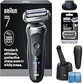 Braun Electric Razor for Men Series 7, Electric Shaver, Extra Head, Precision Trimmer, 4-in-1 Clean & Charge Center, Case, S7 7185cc