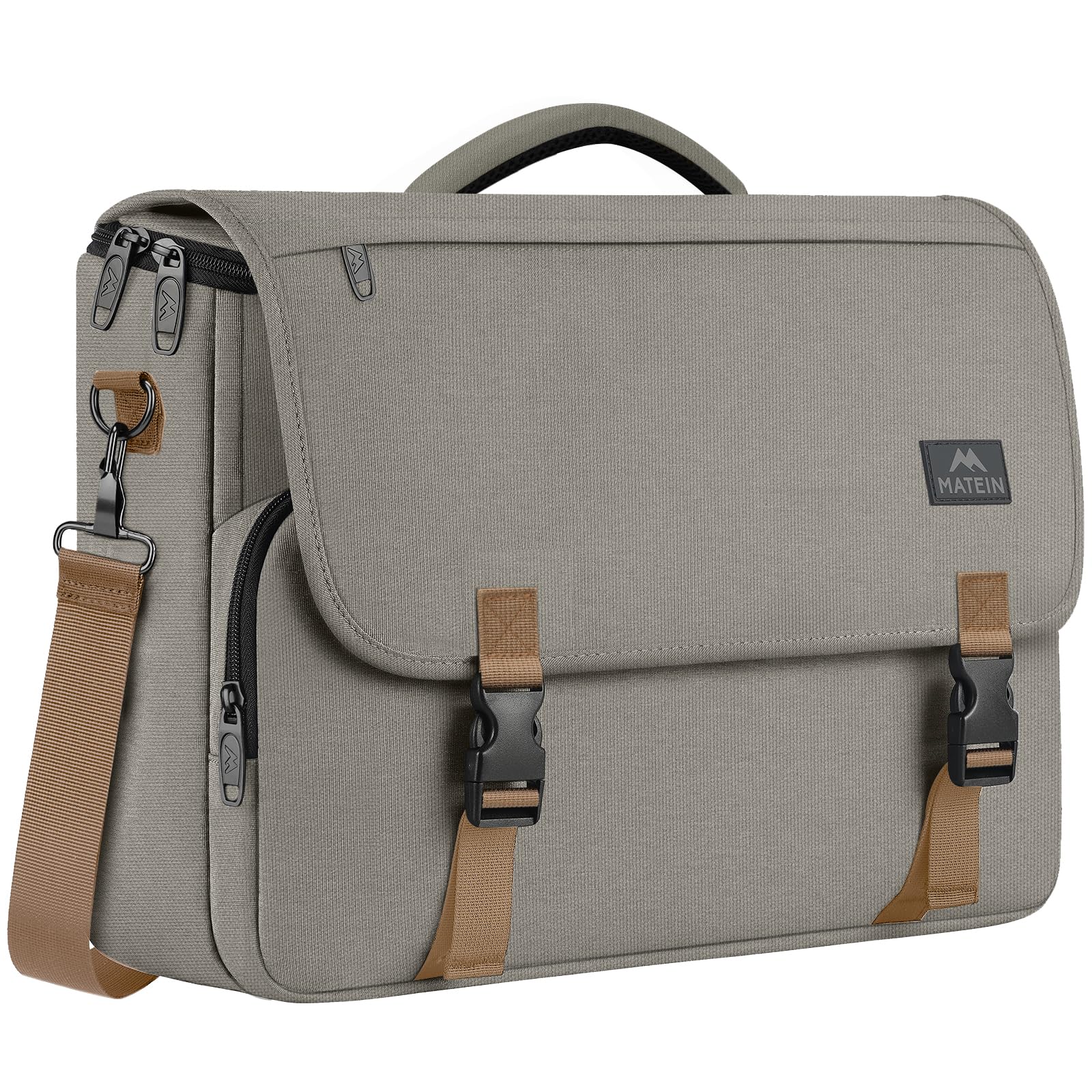 MATEIN Messenger Bag for Men, Briefcases Lightweight Men's Laptop Bag 17.3 inch Water Resistant Crossbody Satchel Computer Work Office Case with Shoulder Strap, Brown Image