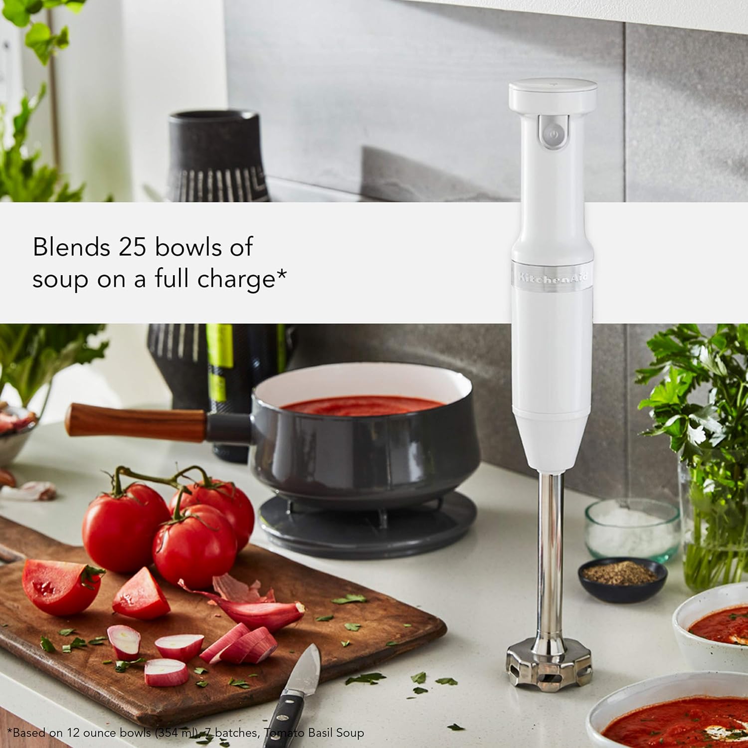 KitchenAid KHBBV53WH Cordless Hand Blender, 8 inch, White: Kitchen & Dining