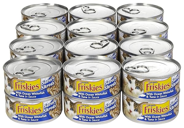 FRISKIES SAVORY SHREDS WITH OCEAN WHITEFISH & TUNA IN SAUCE CANNED CAT FOOD 24 – 5.5OZ CANS