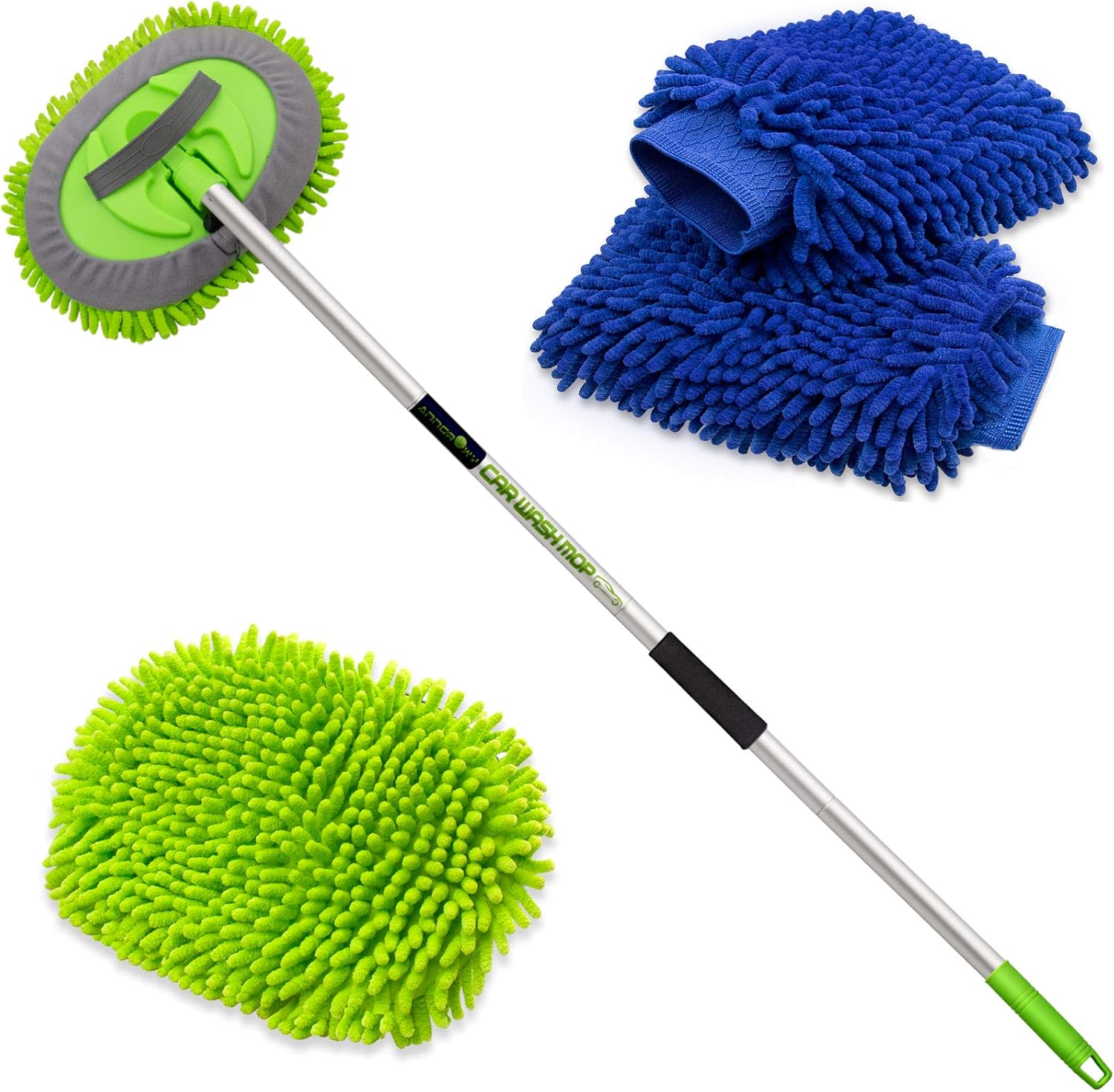 anngrowy 62” Microfiber Car Wash Kit Car Wash Brush + Car