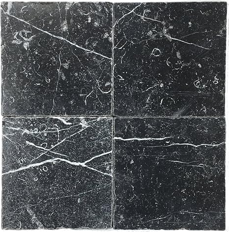 Amazon Com Antique Look Black Marble Nero Marquina 6 X 6 Tumbled Wall And Floor Tile Box Of 5 Sq Ft Home Kitchen