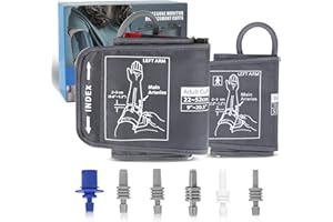 AQESO Full-Size Blood Pressure Replacement Cuffs - 5.9-9.5 & 9-21 Inches, Fit Small Medium Large XL XLarge Extra Large Big Arms, 6 Sizes of Connectors Compatible with Omron or Other Brands (Cuffs Only)