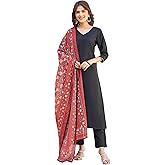 Janasya Indian Women's Silk Blend Black Solid Casual Wear Kurta Set for Women