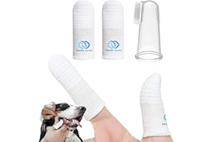 MoiiLavin Pet Toothbrush for Small to Large Dogs Cats,Soft High Grade Finger Toothbrush,Teeth Oral Cleaning,Dental Care, 1 Set for Two Fingers White (2)