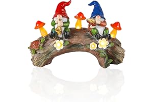 iStatue Enchanted Fairy Garden Gnomes Solar Light - 9'' Hand-Painted Resin Miniature Figurines Perfect for Yard Art Outdoor Patio Decor Lawn Ornaments and Statues Decorations (Gnomes)