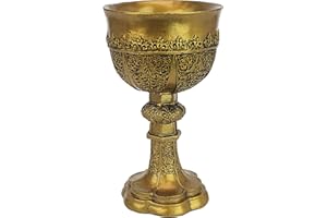 Design Toscano Golden Chalice of King Arthur Medieval Decor Gothic Goblet Sculpture, 22.75 cm, Polyresin, Gold
