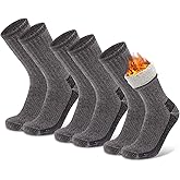 Socks Daze Men's Warm Thick Thermal Merino Wool Hiking Socks Women's Thick Cushioned Crew Boot Socks for Winter Cold 3 Pack