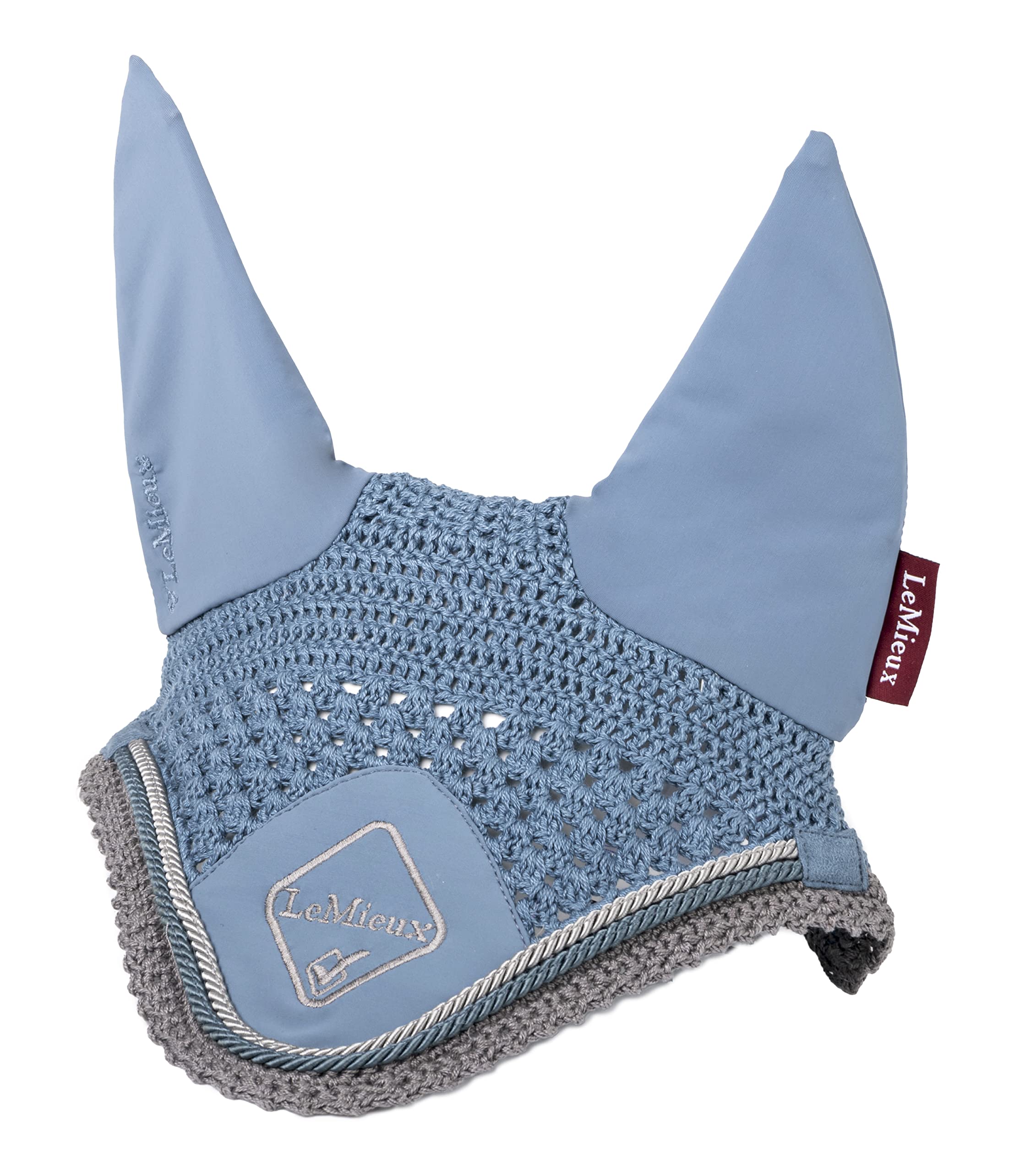 LeMieux Classic Crochet Fly Hood with Comfortable Lycra Ears in Ice Blue - Sport Horse Wear for Competitive Rider - Large