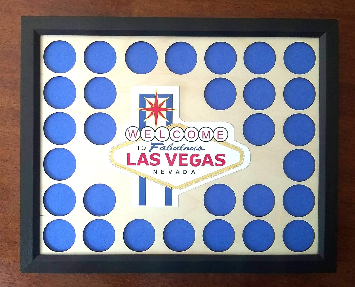 Poker Chip Display Frame Fits 30 poker chips Vegas emblem