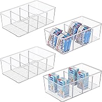 Vtopmart 4 Pack Food Storage Organizer Bins, Clear Plastic Storage Bins for Pantry, Kitchen, Fridge, Cabinet Organization and