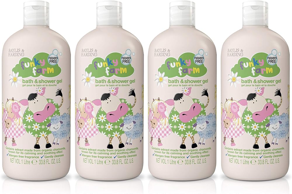Baylis & Harding Funky Farm Kids Bathtime Gel 1 Litre Pack of 4 Vegan