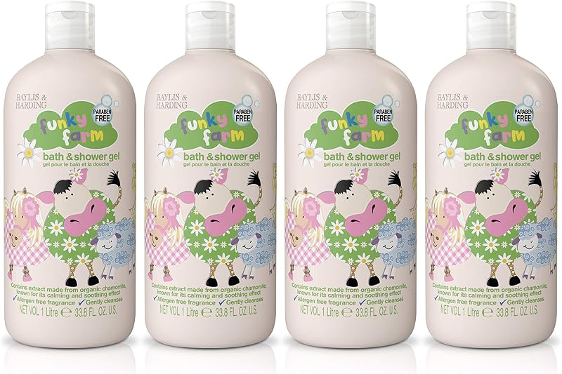 Baylis & Harding Funky Farm Kids Bathtime Gel 1 Litre Pack of 4 Vegan