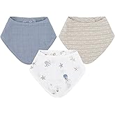 Crane Baby Bib Set, 100% Cotton Baby Bibs, Set of 3 Sea Life Cotton Muslin Bibs, Bandana Bibs Baby Bibs For Eating, Baby Eating Essentials, Drool Bibs, Baby Boy or Baby Girl Gifts, Newborn Bibs