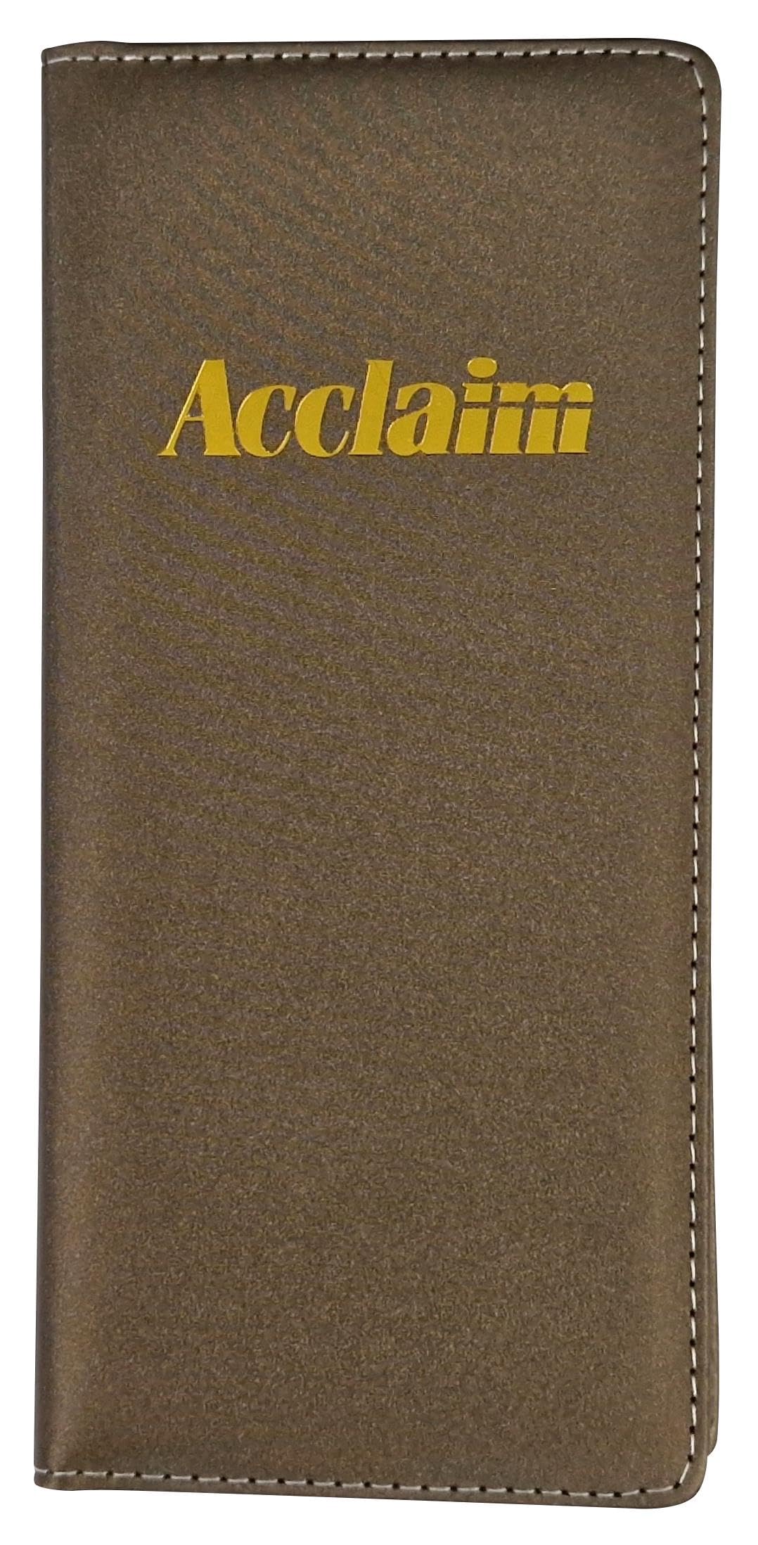 Acclaim Rigid Lawn Bowls Bowling Scorecard Holder Lightly Padded Plain Colour Metallic Finish 23 cm x 11 cm with Spring Clip & Pen Loop (Bronze)