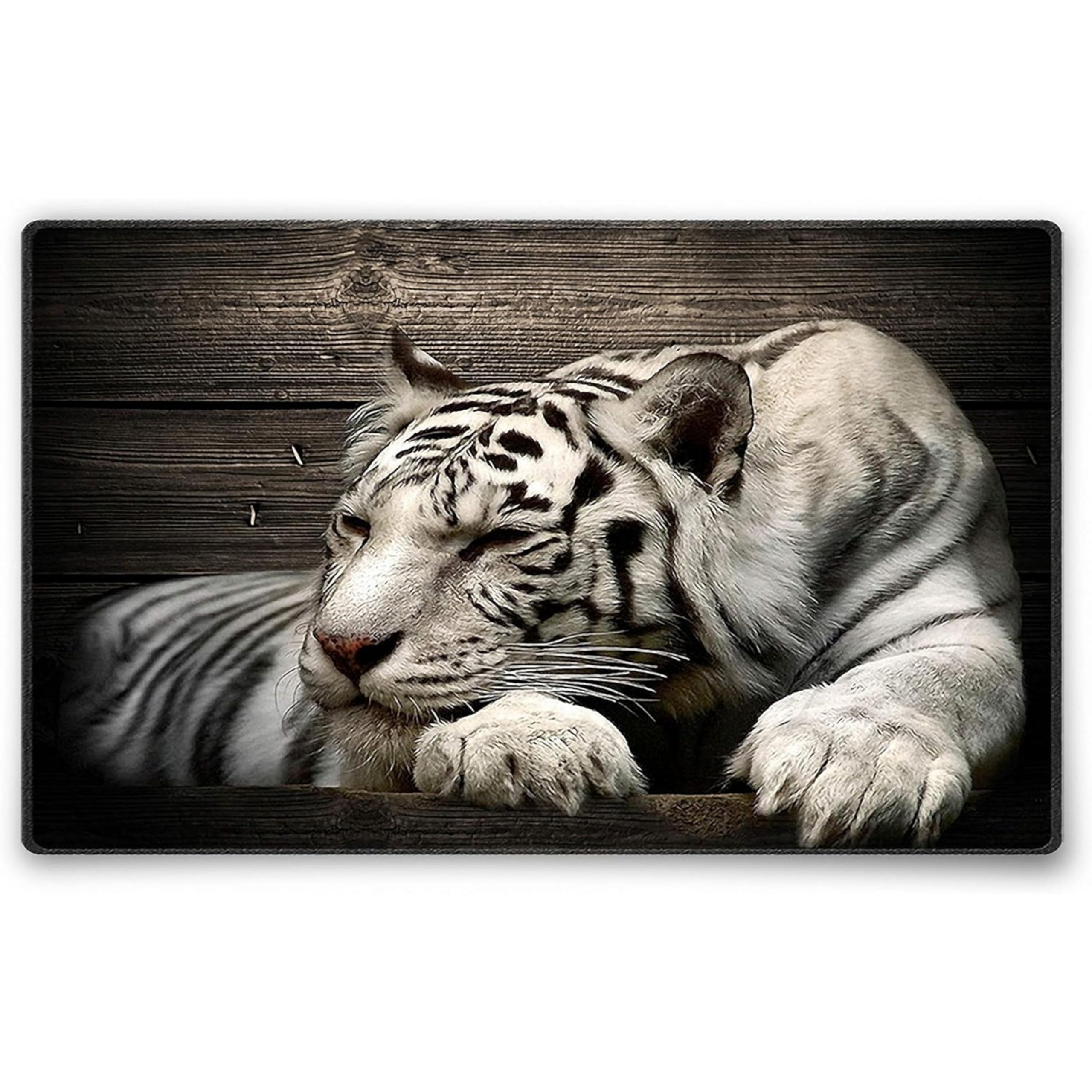 Silent Monsters Mouse Mat Small 10 x 8 inches / 24 x 20 cm, White Tiger, Stitched Edges, washable & rollable Mouse Pad, Gaming Home Office Mousemat, Mousepad non-slip & quiet, Desk Mat
