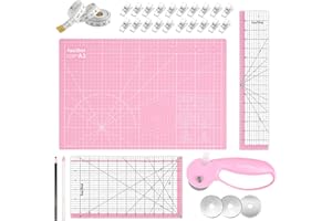 Lya Vinyl Rotary Cutter Set- 45mm Fabric Cutters Set with A3 Self Healing Cutting Mat, Acrylic Ruler and Sewing Clips, Craft Knife, Ideal for Crafting, Sewing, Rotary Cutter for Fabric