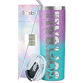 Onebttl Softball Gifts Tumbler for Girls, Coach, Mom, Daughter, Sister, Friend, Softball Bottle, 20oz Insulated Stainless Steel Cup with Lid and Straw- Softball Blue Purple