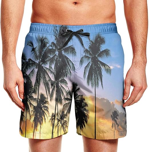 Palm Tree Tropical Floral Men's Swimming Trunks Beach Board Shorts