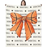Hillsuren Brown Basketball Bow Blanket 50 x 60 Basketball Sports Throw Blanket Bow Stuff Team Gifts for Ball Lovers Players Home Decor Halloween Christmas Thanksgiving Gift