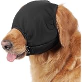 BARKLESS Soft Dog Calming Cap for Anxiety Relief, Dog Muzzle for Bathing | Partial Shading Eye Mask, Breathable Dog Mask, Fits Nail Trimming, Grooming, Car Travel, Allows Drinking, Feeding Black, XL