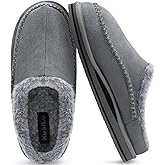 KuaiLu Mens Clog Slippers with Arch Support Suede Faux Fur Memory Foam Warm House Shoes Comfortable Slip-on Mans Bedroom Indoor Outdoor Slippers Rubber Sole