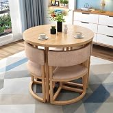 CVGfko Space Saving Round Dining Table Set for 4 Low Profile Table &amp; Chairs for Living Room Kitchen Conference Room &amp; Reception - Compact &amp; Stylish Design,A16