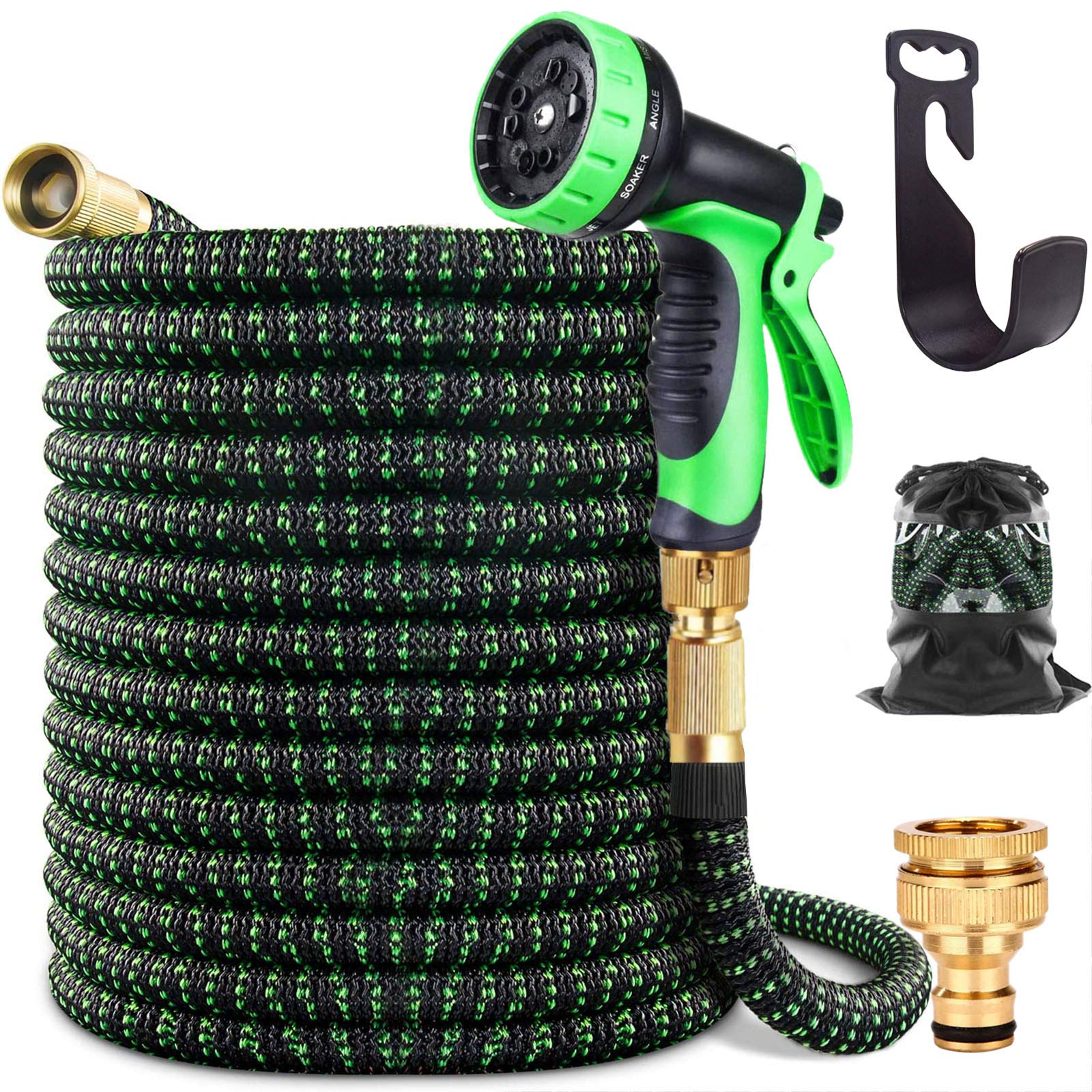 Expanding Garden Water Hose Pipe with 9 Function Spray Nozzle, Expandable Flexible Magic Hose Anti-Leakage Lightweight Water Hose, Extra Strength 3750D Durable Gardening Flexible Hose Pipe (100FT)