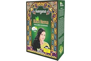 Kangana Black Henna for 100% Grey Coverage - Natural Hair Dye/Color | 6 Pouches - Total 60g (2.11 Oz)
