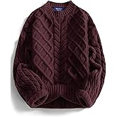 Aelfric Eden Womens Oversized Sweaters 2025 Cable Knit Chunky Sweater Lantern Sleeve Crewneck Pullover Loose Outfits