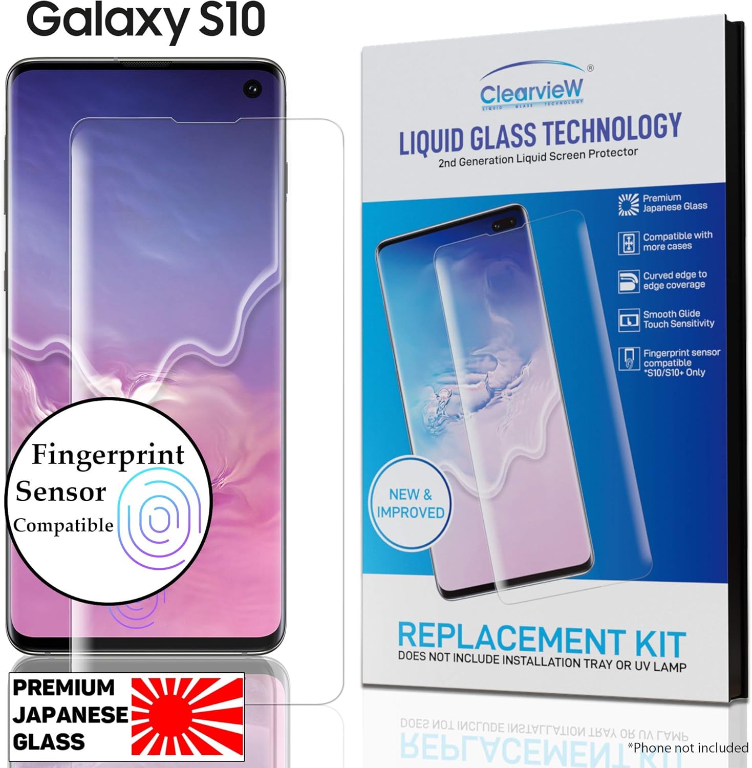 Replacement KIT Clearview Samsung Galaxy S10 Liquid Tempered Glass