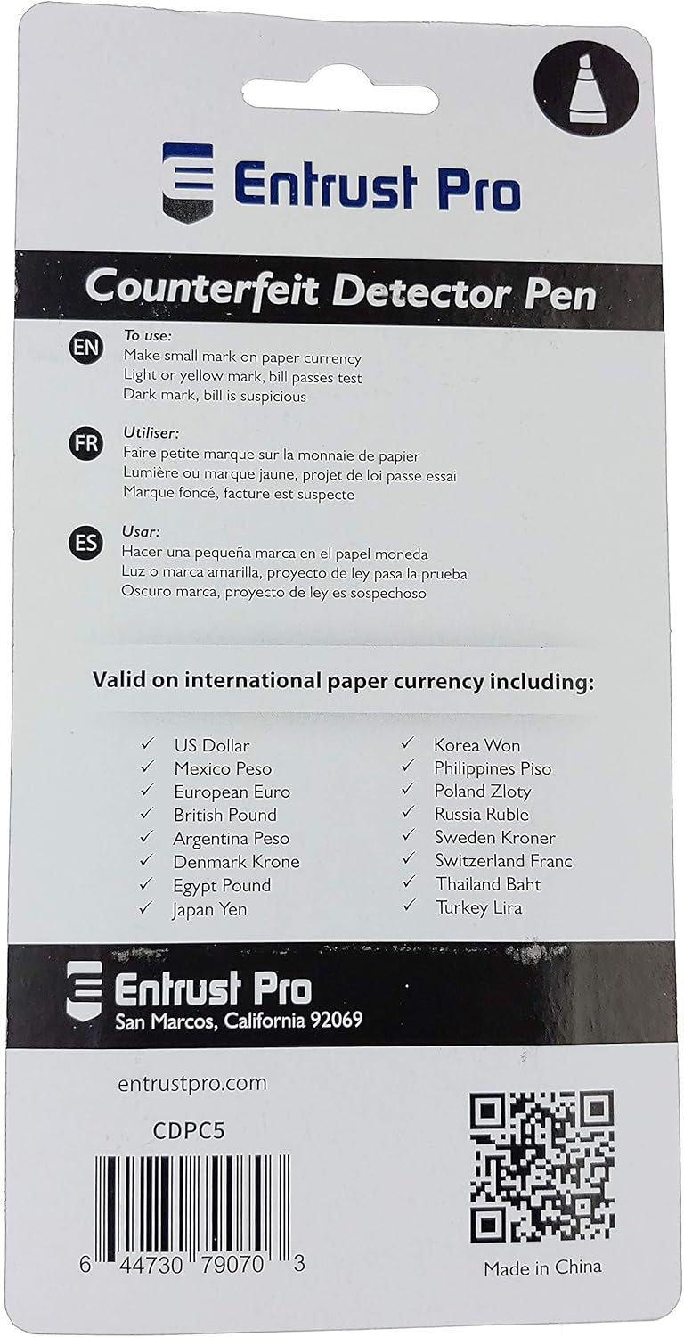 5-Pack Counterfeit Pens - Chisel Tip - Fake Money Detector Markers from Entrust Pro : Office Products