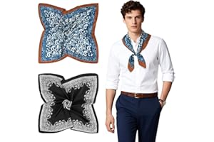 GERINLY Mens Silk Feel Scarf 2 Pack, 27 Inch Neckerchief Ascot, Novelty Head Bandana Wrap