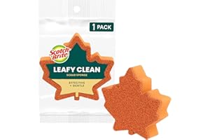 Scotch-Brite Leafy Clean Scrub Sponge, Two-Sided Kitchen Sponges for Cleaning Effectively, Leaf Shaped Dish Sponges with 100% Recycled Scrubbing Fibers, 1 Scrubbing Sponge